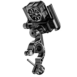 trendmax tm06 bike phone holder with cooling fan 360 rotating motorcycle mobile mount strong grip handlebar clamp adjustable smartphone holder for bicycle cycle scooter amp scooty
