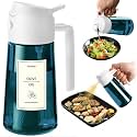TrendPlain 16oz/470ml Blue Glass Olive Oil Sprayer for Cooking - 2 in 1 Olive Oil Dispenser for Kitchen Gadgets, Air Fryer, Salad, and BBQ - White