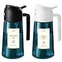 TrendPlain 16oz/470ml Blue Glass Olive Oil Sprayer for Cooking - 2 in 1 Olive Oil Dispenser for Kitchen Gadgets, Air Fryer, Salad, and BBQ - Black &amp; White