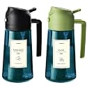 TrendPlain 16oz/470ml Blue Glass Olive Oil Sprayer for Cooking - 2 in 1 Olive Oil Dispenser for Kitchen Gadgets, Air Fryer, Salad, and BBQ - Black &amp; Green