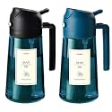 TrendPlain 16oz/470ml Blue Glass Olive Oil Sprayer for Cooking - 2 in 1 Olive Oil Dispenser for Kitchen Gadgets, Air Fryer, Salad, and BBQ (1 Pack, Black &amp; Navy)