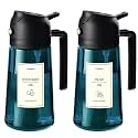 TrendPlain 16oz/470ml Blue Glass Olive Oil Sprayer for Cooking - 2 in 1 Olive Oil Dispenser for Kitchen Gadgets, Air Fryer, Salad, and BBQ - 2 Black