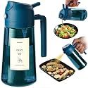 TrendPlain 16oz/470ml Blue Glass Olive Oil Sprayer for Cooking - 2 in 1 Olive Oil Dispenser for Kitchen Gadgets, Air Fryer, Salad, and BBQ - Navy