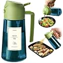 TrendPlain 16oz/470ml Blue Glass Olive Oil Sprayer for Cooking - 2 in 1 Olive Oil Dispenser for Kitchen Gadgets, Air Fryer, Salad, and BBQ - Green