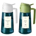 TrendPlain 16oz/470ml Blue Glass Olive Oil Sprayer for Cooking - 2 in 1 Olive Oil Dispenser for Kitchen Gadgets, Air Fryer, Salad, and BBQ - White &amp; Green