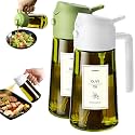 TrendPlain - 16oz Olive Oil Dispenser for Kitchen - 2 in 1 Olive Oil Dispenser and Oil Sprayer - Olive Oil Dispenser Bottle w/Stickers - Olive Oil Sprayer for Cooking 2Pcs White&amp;Green (Light Blockage)