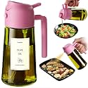 TrendPlain - Original 16oz/470ml Olive Oil Dispenser Bottle for Kitchen Gadgets and Air Fryer Accessories - Olive Oil Sprayer for Cooking w/Stickers - Bubblegum