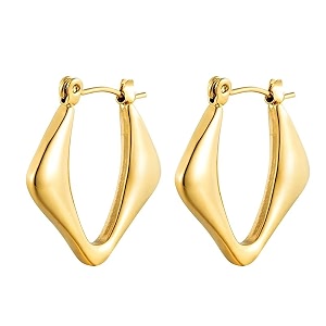 trendy gold plated geometric hoop earrings for women and girls