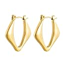 Trendy Gold Plated Geometric Hoop Earrings for Women and Girls