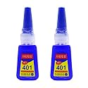 Professional Nail Art Super Glue Stronger 20G Bottle 401 Rapid Fix Handmade Adhesive Quick Dry Quick Sol Ceramic Glass Glue Dye Craft Tool Transparent (PACK OF 2)