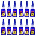 Professional Nail Art Super Glue Stronger 20G Bottle 401 Rapid Fix Handmade Adhesive Quick Dry Quick Sol Ceramic Glass Glue Dye Craft Tool Transparent (PACK OF 12)