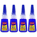 Professional Nail Art Super Glue Stronger 20G Bottle 401 Rapid Fix Handmade Adhesive Quick Dry Quick Sol Ceramic Glass Glue Dye Craft Tool Transparent (PACK OF 4)