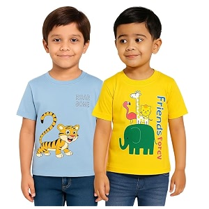 Trendy Printed Cotton Blend Half Sleeve T-Shirt