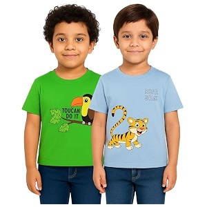 Trendy Printed Cotton Blend Half Sleeve T-Shirt