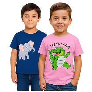 Trendy Printed Cotton Blend Half Sleeve T-Shirt