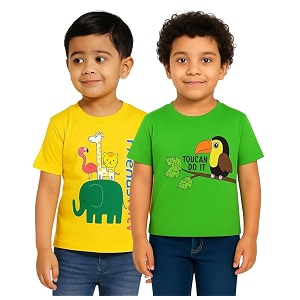 Trendy Printed Cotton Blend Half Sleeve T-Shirt