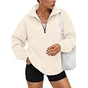 Trendy Queen Women's Oversized Sweatshirts Half Quarter Zip Fleece Sweaters