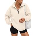 Trendy Queen Women's Oversized Sweatshirts Half Quarter Zip Fleece Sweaters