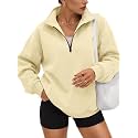 Trendy Queen Women's Oversized Sweatshirts Half Quarter Zip Fleece Sweaters