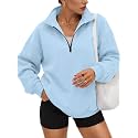 Trendy Queen Women's Oversized Sweatshirts Half Quarter Zip Fleece Sweaters