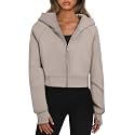 Trendy Queen Womens Zip Up Hoodies Cropped Jackets Fall Clothes 2026