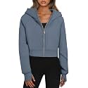 Trendy Queen Womens Zip Up Hoodies Cropped Jackets Fall Clothes 2026