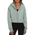 Trendy Queen Womens Zip Up Hoodies Cropped Jackets Fall Clothes 2026
