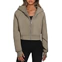 Trendy Queen Womens Zip Up Hoodies Cropped Jackets Fall Clothes 2026