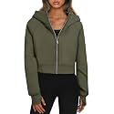 Trendy Queen Womens Zip Up Hoodies Cropped Jackets Fall Clothes 2026