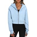 Trendy Queen Womens Zip Up Hoodies Cropped Jackets Fall Clothes 2026