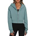 Trendy Queen Womens Zip Up Hoodies Cropped Jackets Fall Clothes 2026
