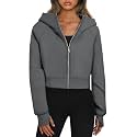 Trendy Queen Womens Zip Up Hoodies Cropped Jackets Fall Clothes 2026