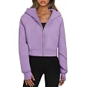Trendy Queen Womens Zip Up Hoodies Cropped Jackets Fall Clothes 2026