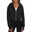 Trendy Queen Womens Zip Up Hoodies Cropped Jackets Fall Clothes 2026