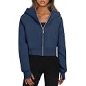Trendy Queen Womens Zip Up Hoodies Cropped Jackets Fall Clothes 2026