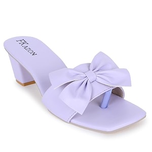 Trendy Womens Leather Heels - Slip-On Block