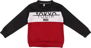 trendy world boys  girls printed round neck black sweater