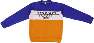 trendy world printed round neck casual boys  girls blue sweater