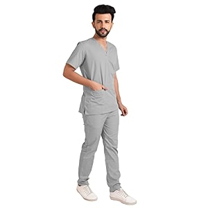 trendyuniform unisex regular fit polyester cotton scrub suit for componder v-neck top and drawstring pant half sleeves hospital uniform for doctors nurses and dentist ot