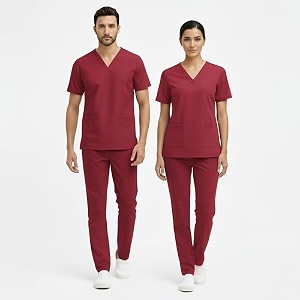 trendyuniform unisex regular fit polyester cotton scrub suit for componder v-neck top and drawstring pant half sleeves hospital uniform for doctors nurses and dentist ot