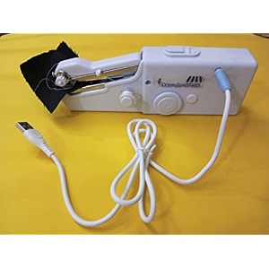 handy stitch usb cable acdc electric mini portable sewing machine tailoring stitching sew needle thread work for diy handheld manual silai machine stapler white