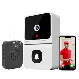 trenzu smart wifi video doorbell camera with chime  wireless video door bell camera  2-way audio hd night vision motion detection 110 wide angle lens