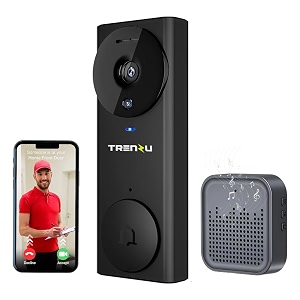 trenzu smart wifi video doorbell camera with chime  wireless video door bell camera  2-way audio hd night vision motion detection 110 wide angle lens