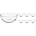 Treo Jelo Designer Glass Bowl, 2240 ml and Esquire Bowl Set of 6, 250 ml