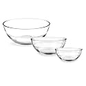 Treo by Milton Glass Serving and Mixing Bowl Jelo Set of 3 (420 ml, 800 ml, 1430 ml) Transparent