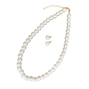 pearl necklace moti mala with matching pearl studs earrings for women and girls