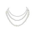 Pearl Necklace Moti Mala with matching Pearl Studs Earrings for Women and Girls