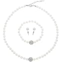 Pearl Necklace Moti Mala with matching Pearl Studs Earrings for Women and Girls