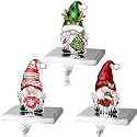 TREWAVE 3 Pcs Gnome Christmas Stocking Holders, Stocking Hangers for Mantel