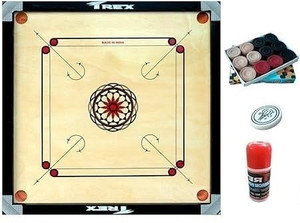 trex full size 32 inches with wooden coins stricker  powder 8128 cm carrom board multicolor